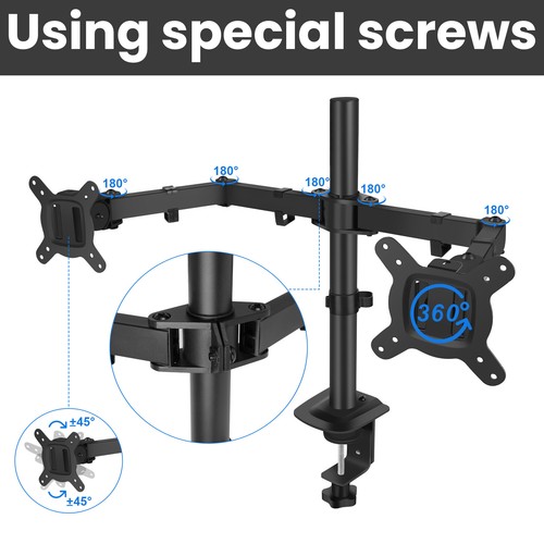 10-27 inch Dual LCD Screen Monitor Desk TV Bracket Swivel Stand mount Holder - Picture 10 of 11