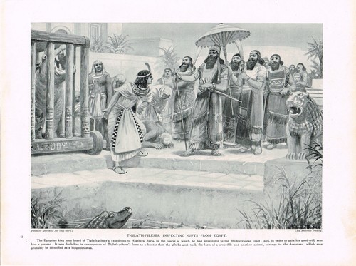 Tiglath-Pileser Inspecting Gifts From Egypt Antique Picture Print 1914 - Picture 3 of 3