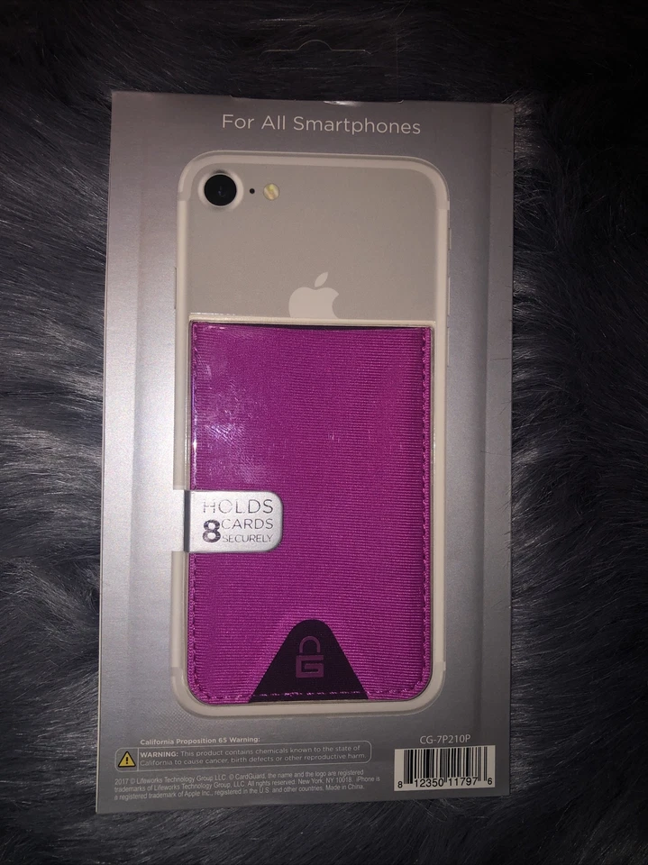 Adhesive Fushia Credit Card Pocket Sticker Pouch Holder Case For Cell Phone - Image 2 of 2