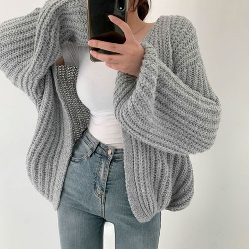 Casual Women's Lantern Cardigan Sweater Perfect for Daily Use in Autumn - Picture 7 of 29