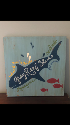 Pottery Barn Kids Grey Reef Shark Wood Picture Wall Art Decor Ebay