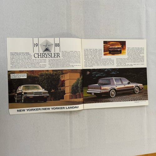 1988 Chrysler New Yorker Car Sales Brochure Catalog Advertising Landau - Picture 2 of 6
