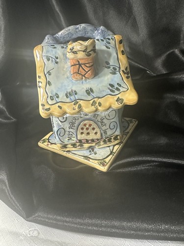 Blue Sky Clayworks Peace Dove Cottage Christmas Tea light Candle House W/ Plate - Picture 8 of 16