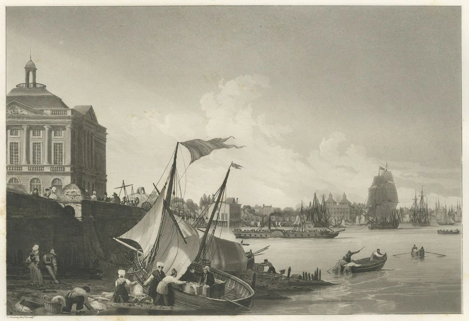 Port et ville de Bordeaux Marine - Aquatinte originale Louis Garneray XIXe - Photo 2/3