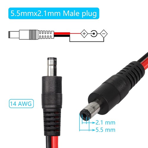 2pcs 14AWG DC Power Pigtail Cable 5.5mm x 2.1mm Male Repair LED Strip Lihgt CCTV - Picture 12 of 25