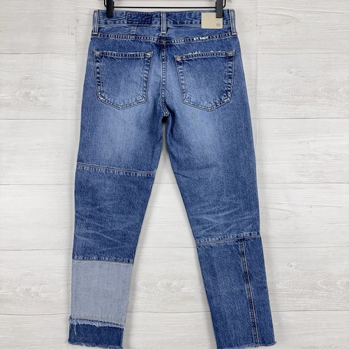 Anthropologie AG Ex-Boyfriend Jeans 25 Blue Slouchy Mid Rise Patchwork Cropped - Picture 6 of 17