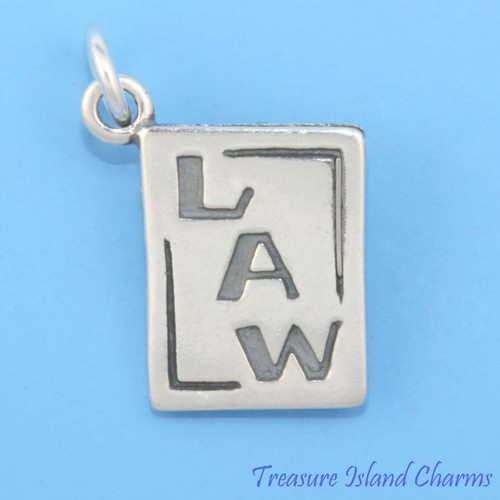 Law Book with Scales Attorney Lawyer Judge 925 Solid Sterling Silver Charm - Picture 4 of 6