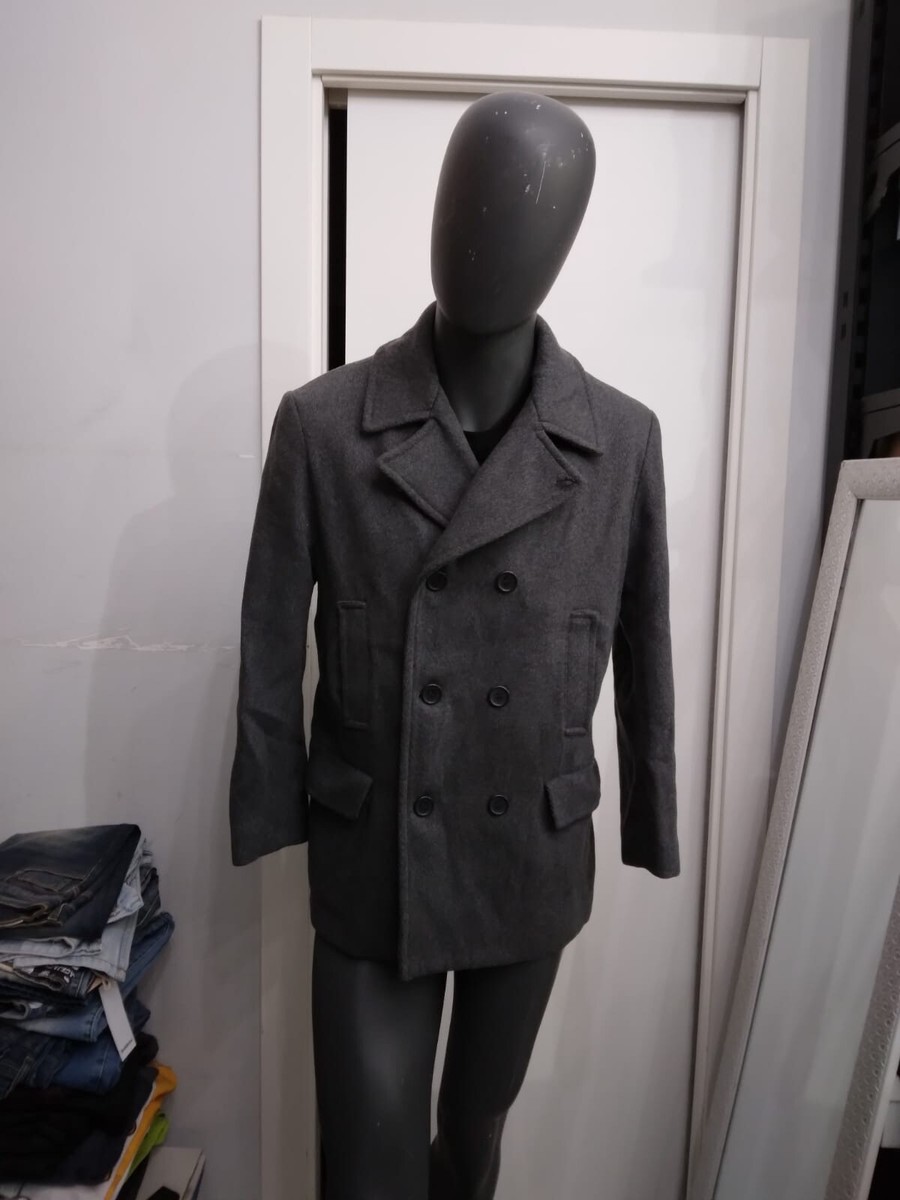 ダルDhal Shetland-Wool sarge Boiled Coat Notched Collar Raglan Sleeve Wrap Shale Grey Coat | SENTALER