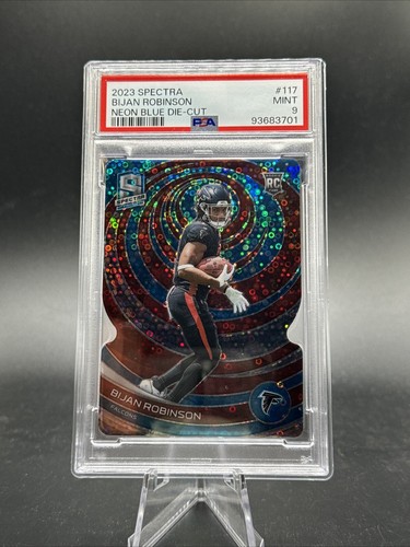 Panini Spectra Bijan Robinson Rookie 2023 azul neón troquelado/50 PSA 9 - Imagen 1 de 2
