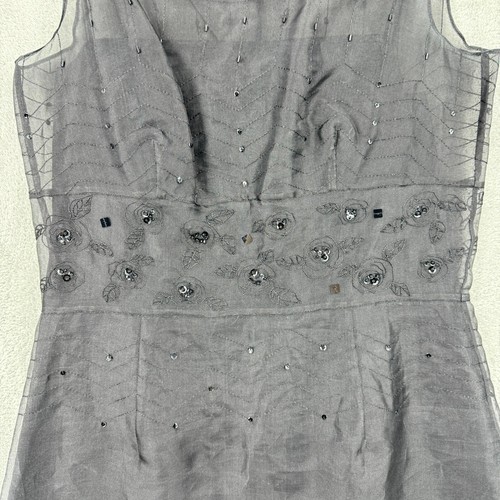 Vintage Ann Taylor Dress Womens 6 Silk Semi Sheer Sequin Beaded Evening Event - Picture 9 of 12
