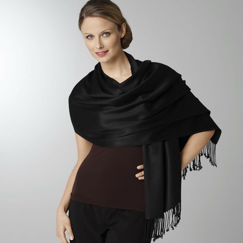 Sciarpa scialle lungo tinta unita seta cashmere caldo invernale moda donna pashmina - Foto 6 di 13