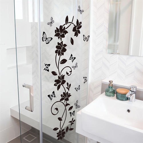 Black Flower Vine Butterfly Wall Stickers, sacinora Simplicity Floral Art Wal... - Bild 5 von 6