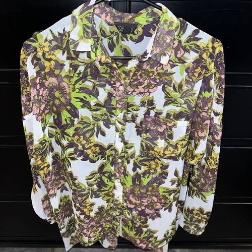 Blusa túnica Topshop para mujer talla 4 alta-baja con botones floral transparente - Imagen 2 de 7