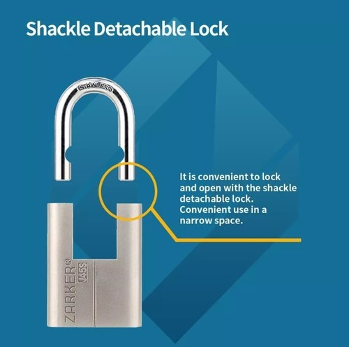 Zarker J45S keyed Padlock, Heavy Duty Stainless Steel Shackle Lock Waterproof - Picture 7 of 11