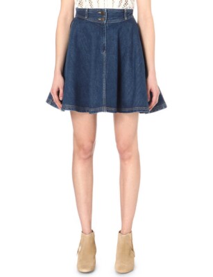 $190 MAJE Jenny Denim Circle Skirt w/pockets sz 40 US L | eBay