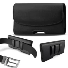 Modes HORIZONTAL BLACK Leather Pouch Holder Belt Clip Loop Holster Case -Classic