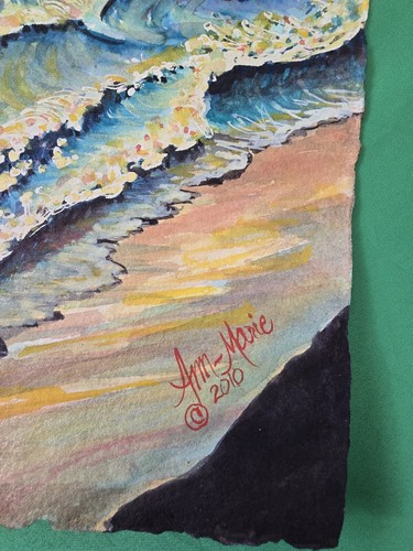 Original Watercolor Painting 22x15in Maui Sunset OOAK ar4 - Picture 3 of 3