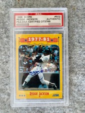 REGGiE JACKSON AUTOGRAPH 1988 Score YANKEES Card PSA DNA CERTIFIED Signed n Blue