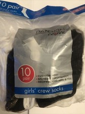 Danskin Little Girls Crew Socks 10 Pairs Shoe Size 6-10.5 New