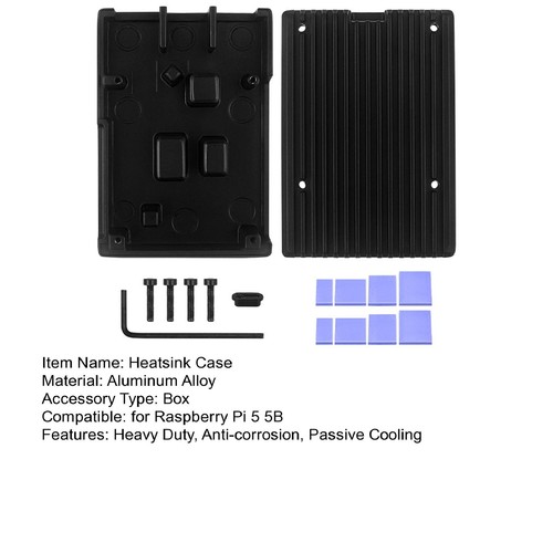Impact-resistant Heatsink Case Heavy-duty Casing Raspberry Pi 5 Aluminum - Afbeelding 7 van 11