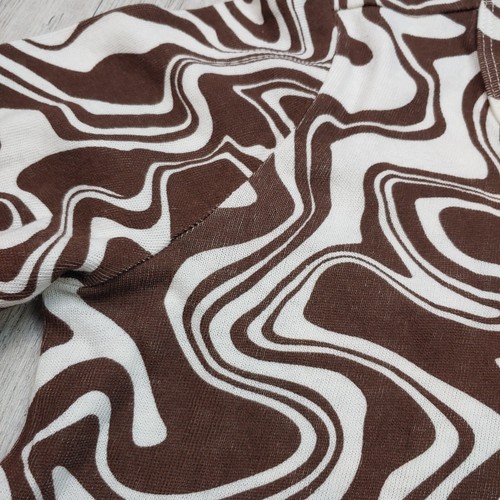 Ghanda Mud Pool Swirl Long Sleeve Top Women's 10 Retro Shirt Brown Y2K Vibes - Picture 2 of 11