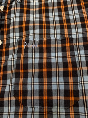 Pringle of Scotland Shirt Men's Large Short Sleeve Button Down Blue Plaid 5655 - Picture 3 of 5