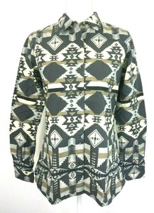 Woolrich-Womens-Shirt-Chamois-Flannel-Long-Sleeve-Top-Keystone-Print-Gray-Size-S