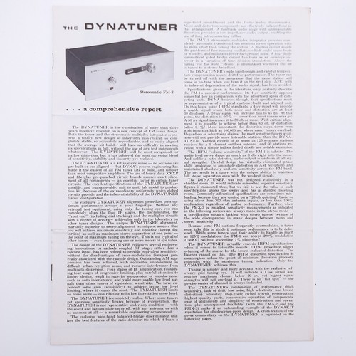 Vintage 1965 Dynaco Dynatuner FM-3 Comprehensive Report Ad FMX-3 FM-1