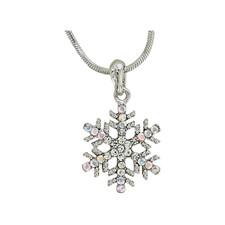 Snowflake Made With Swarovski Crystal AB Pendant Clear Necklace Chain