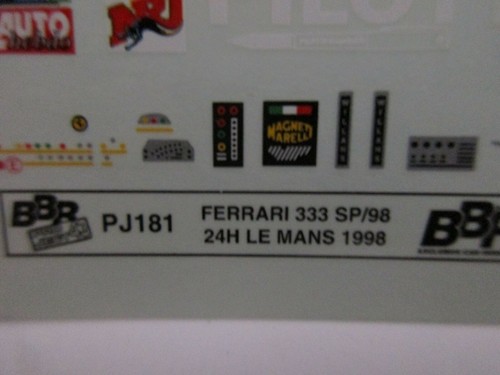 BBR 1/43 DECAL FERRARI 333 SP 24H LE MANS 1998 #10 PILOT COD. PJ 181 - Imagen 2 de 3
