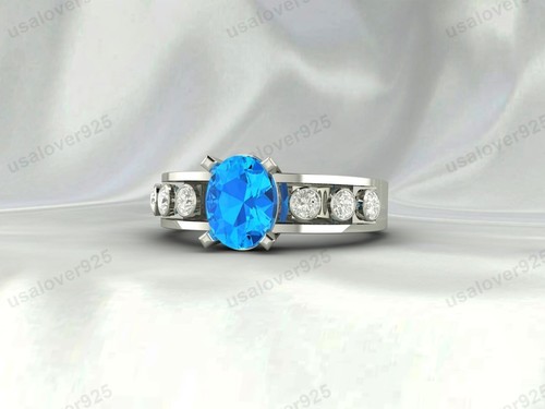 Topaz Oval Stone Women Solitaire Ring, 925 Sterling Silver Handmade Jewelry - Picture 20 of 24