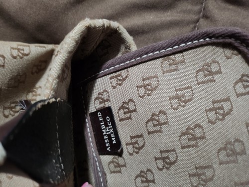 Vtg Dooney & Bourke Brown Fabric Leather Mini Tassel Tote Bag Purse H538K EUC - Picture 8 of 8