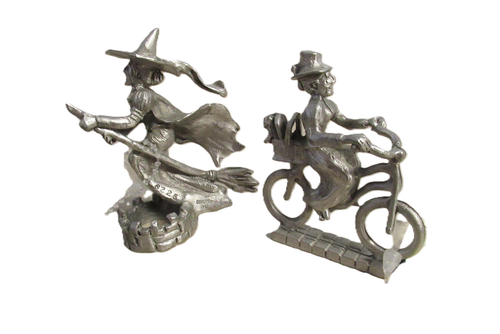 Lot Of 2 Comstock Pewter Figurines Wizard Of Oz Miss Gulch + Wicked Witch - 第 1/3 張圖片