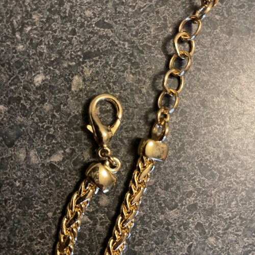 Gold Color Heart Shape Rhinestone Braided Chain Christian Dior Choker - Picture 6 of 17
