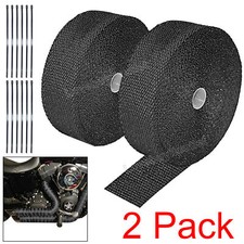 2 Pack 2 X 50ft Titanium Exhaust Heat Wrap Kit With Metal Ties Heat Protection