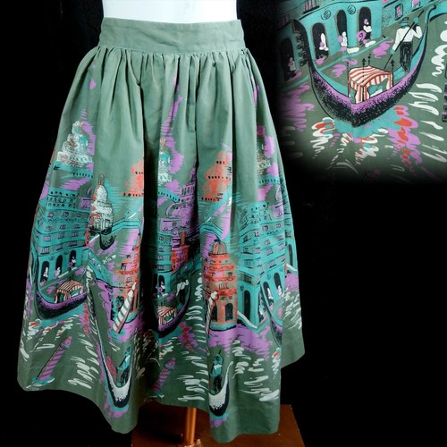 Vintage 1950s Millworth Novelty Print Venice Venet