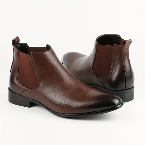 Hombres Puntera Cuadrada Tirar de Vestido Formal Negocios Tobillo Chelsea Botas Zapatos Primavera Talla - Imagen 22 de 30