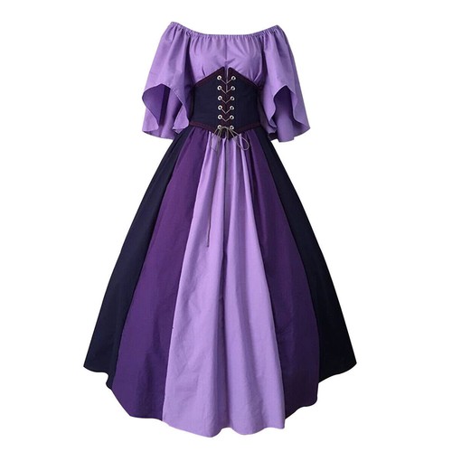 Women Medieval Retro Renaissance Dress Costume Party Slim Dress Gowns Clothes - Picture 10 of 16