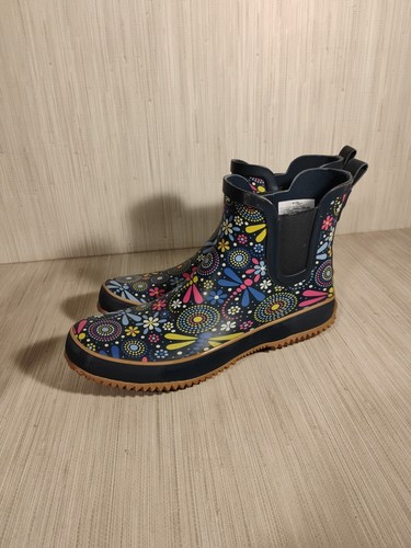 Western Chief Waterproof Chelsea Blue Dragonfly Rubber Rainboots Size 9 - Picture 4 of 8