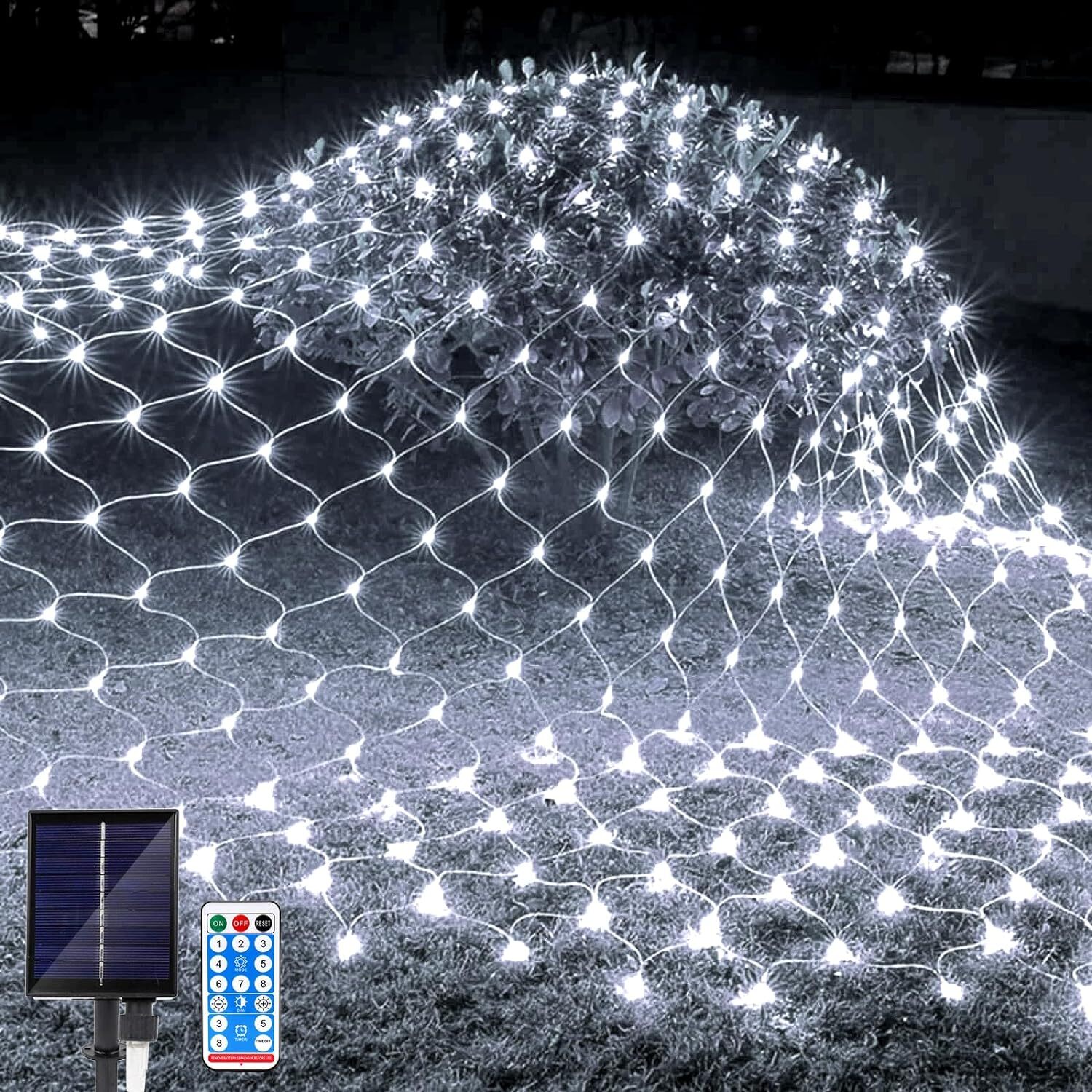 Solar LED Lichternetz Lichtervorhang Lichterkette Netzlicht Garten Außen 8 Modi