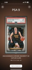 2022 Bowman University Caitlin Clark 1st RC Rookie Card #50 PSA MINT 9