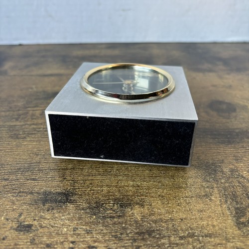 Vintage Kirch Stainless Steel Desktop Clock W Brass Bezel - Movado Style - Picture 11 of 11