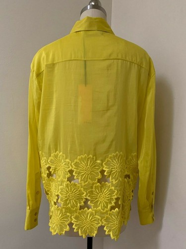 $1,075 Rochas Yellow Shirt Lace COTTON & SILK VOILE SHIRT size 40 - Picture 9 of 12