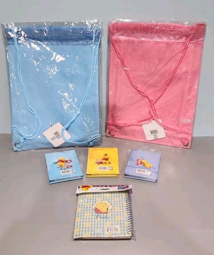 2 Disney Licensed Winnie the Pooh Drawstring Backpack Sling w/ Address Books - Picture 6 of 7