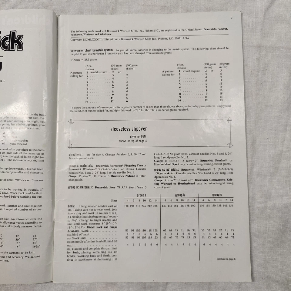 Rare 1983 Children's Classics Brunswick Yarn Knitting Crochet Pattern Book 656 - Image 4 of 4