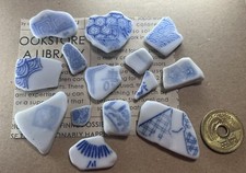   Excellent   Genuine Surf Tumbled sea glass pottery Various Japanese pattern