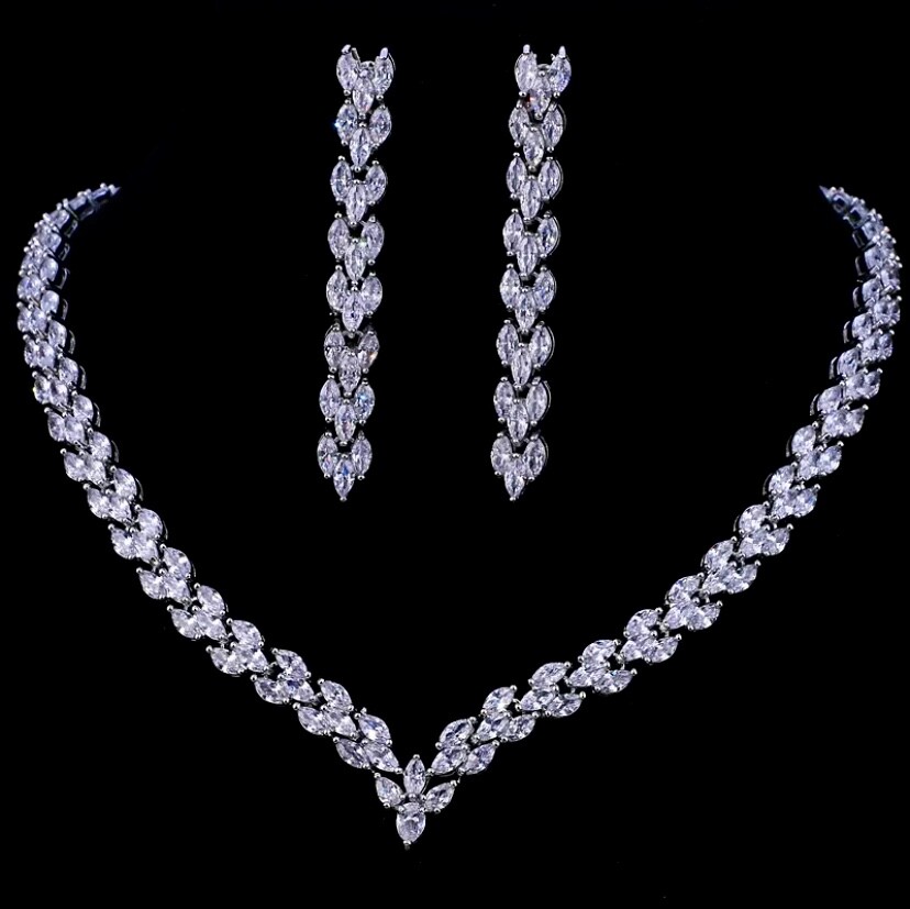 Platinum necklace hotsell and earring sets