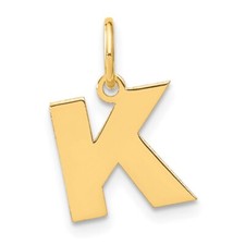 14k Yellow Gold Letter K Initial Pendant Gift for Mother