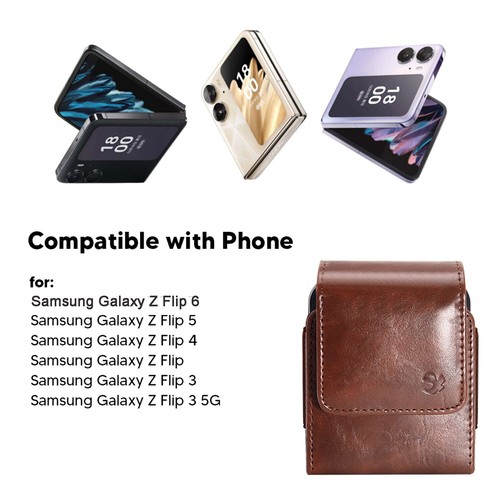 Universal Phone Leather Belt Clip Pouch Case Holster For Samsung Galaxy Z Flip6 - 第 2/6 張圖片