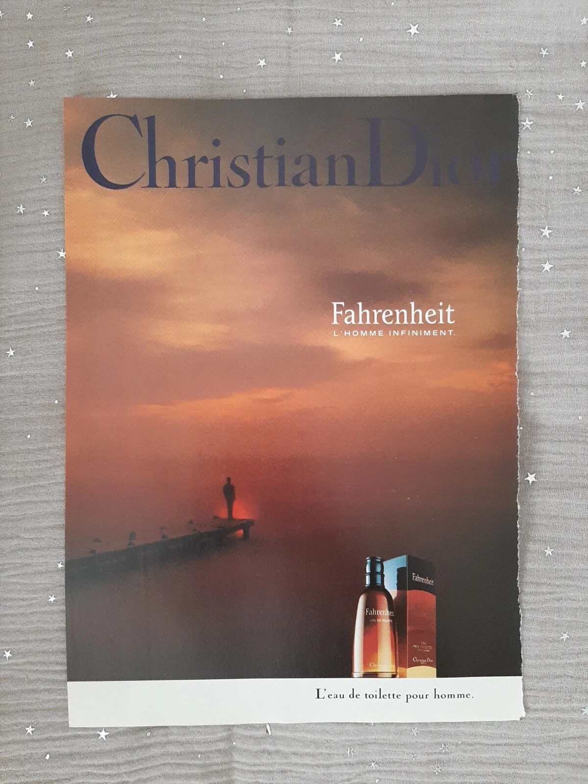 Publicité papier Parfum. Perfume Ad C. Dior Fahrenheit de 1990